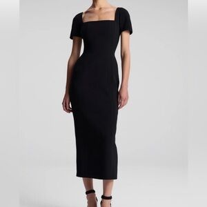 A.L.C. Black Midi Dress with Square Neckline